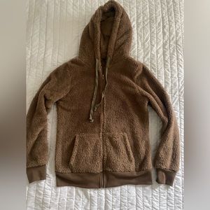 brown, cropped teddy jacket size Med